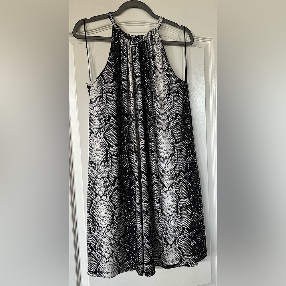 NWT Nicole Miller New York Snake Print Dress | Black & White - XL